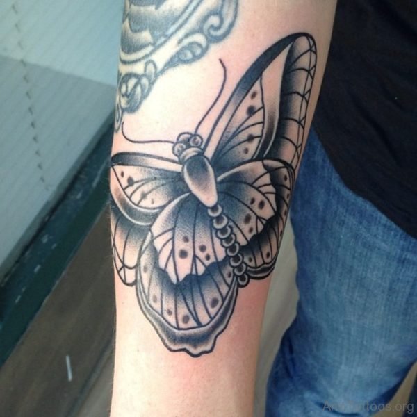 Grey Unique Butterfly Tattoo On Arm