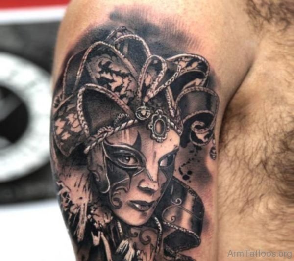 Grey Venetian Mask Tattoo