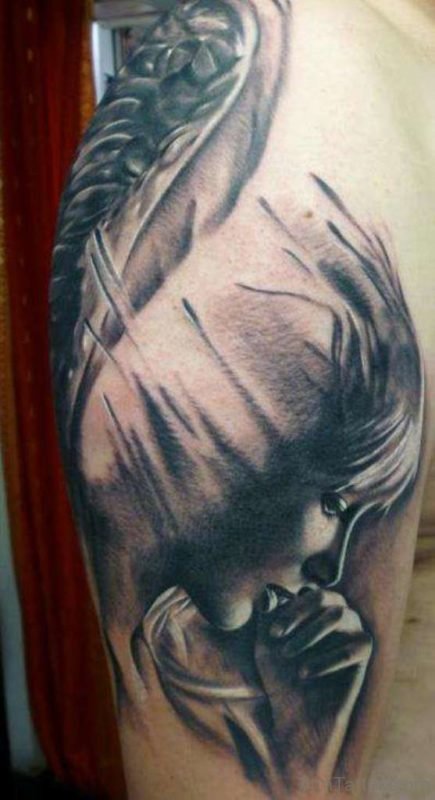 Guardian Angel Face Tattoo