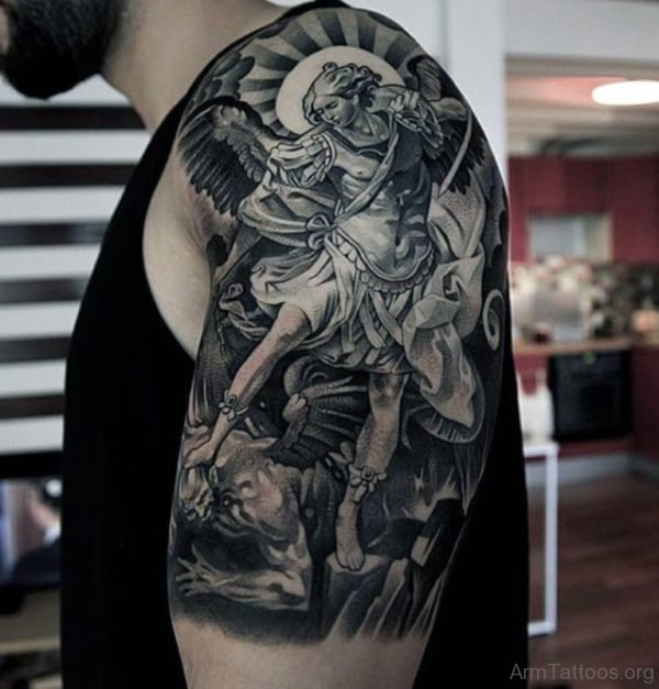Guardian Angel Killing Demon Tattoo