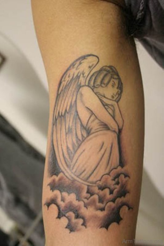 Guardian Angel Tattoo On Right Sleeve