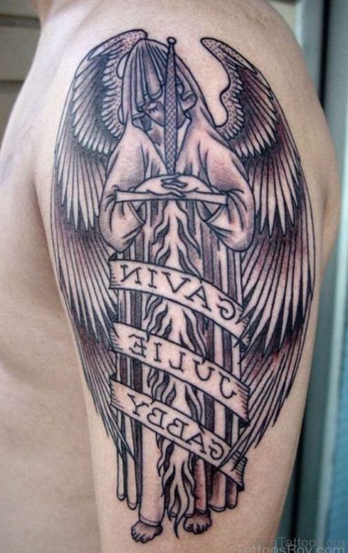 Guardian Angel Tattoo On Shoulder