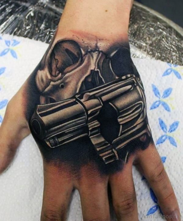 Gun And Skull Tattoo