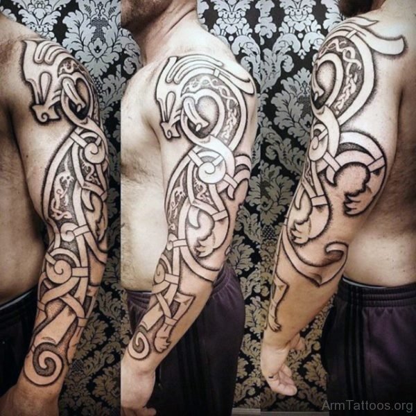 Guys Stylish Nordic Dragon Art Tattoos Full Sleeves