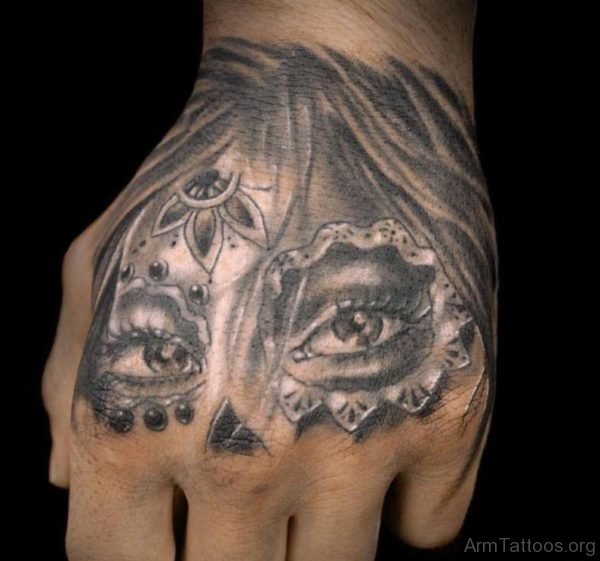Hand Sugar Skull Girl Tattoo