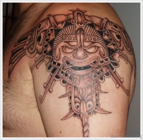Hannya Mask Tattoo On Left Arm