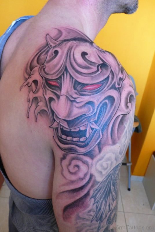 Hannya Mask Tattoo On Arm 