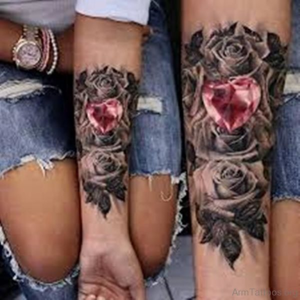 Heart And Rose Tattoo