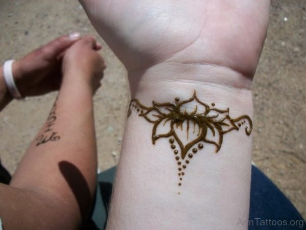 Henna Lotus Tattoo On Wrist 
