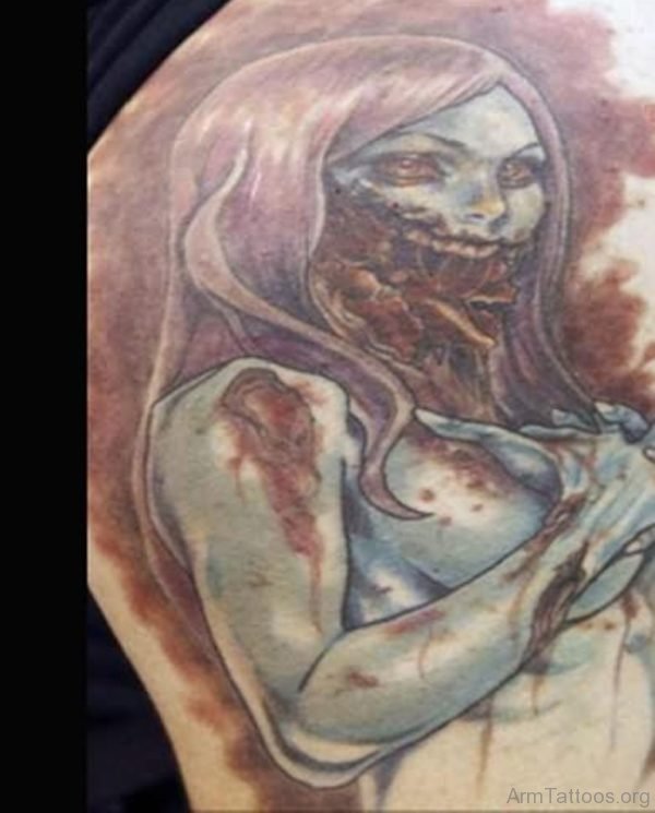 Horror Bleeding Zombie Tattoo 