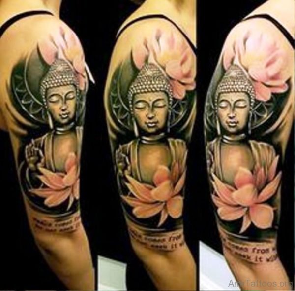 Buddha Tattoo On Half Sleeve 