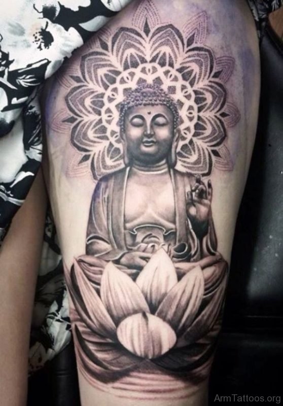 Impressive Buddha Tattoo Full Sleeve 