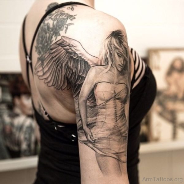 Impressive Guardian Angel Tattoo design