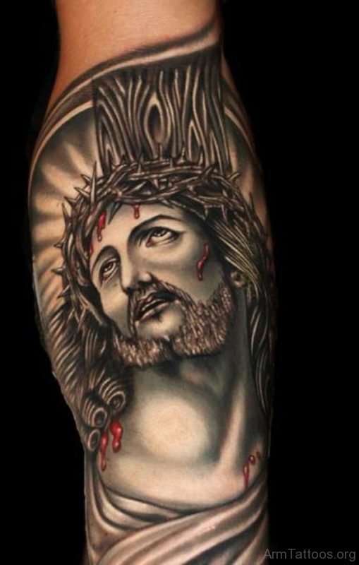 Impressive Jesus Tattoo On Arm
