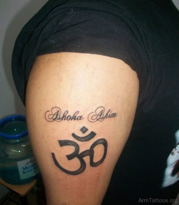 Impressive Om Tattoo On Shoulder