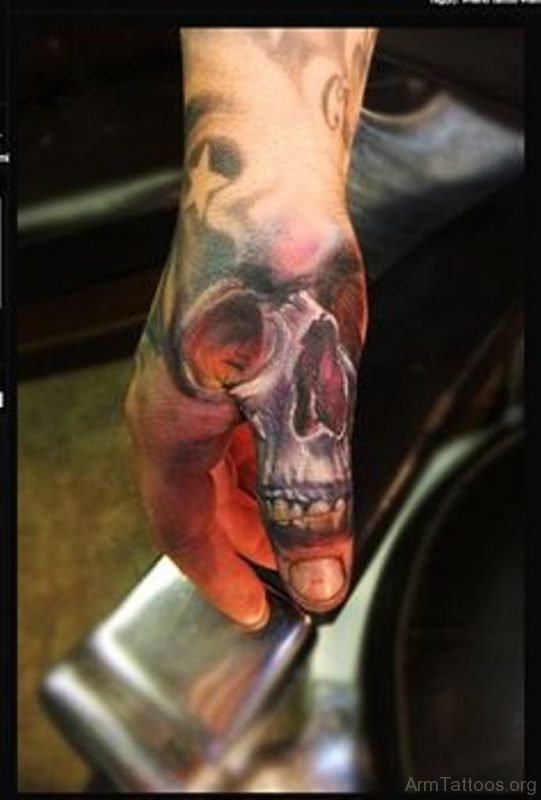 Impressive Skull Tattoo On Hand