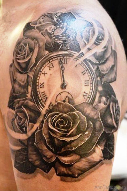 Rose And Clock Tattoo 