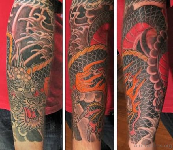 Japanese Dragon Tattoo Design For Full Sleeve