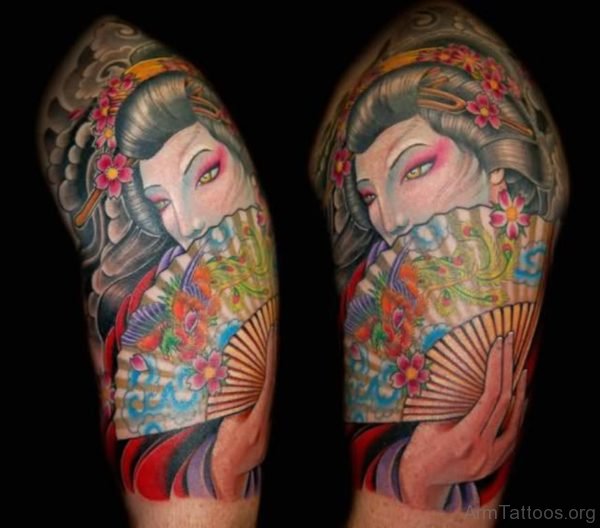 Japanese Geisha Shoulder Tattoo Design