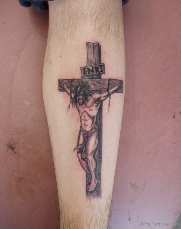 Jesus And Cross Tattoo On Arm