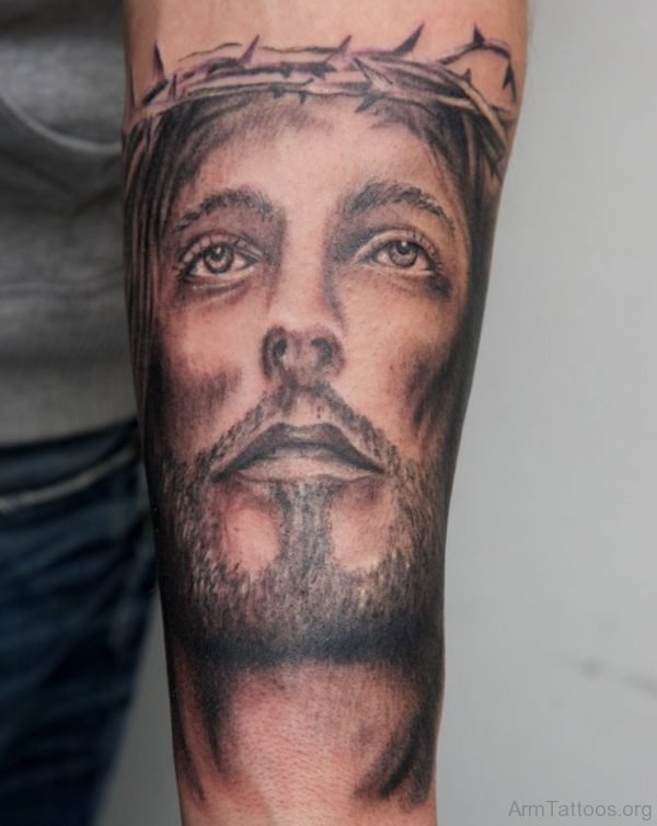 Jesus Face Tattoo On Arm