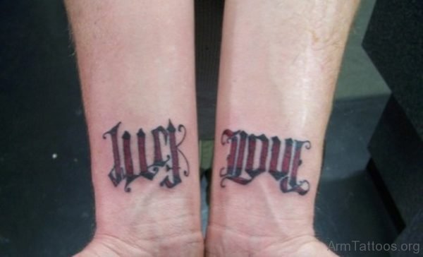 Just Love Ambigram Tattoo