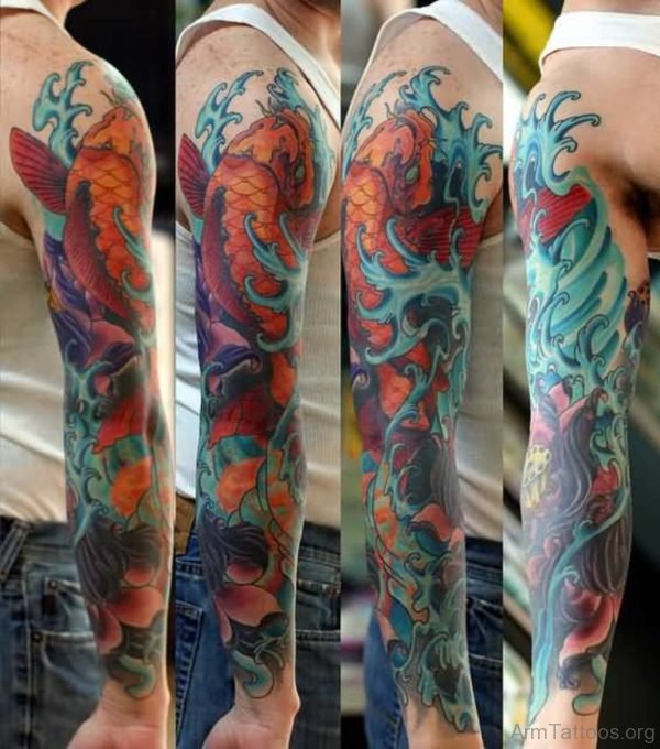 Koi Fish Tattoo Flash On Full Sleeve