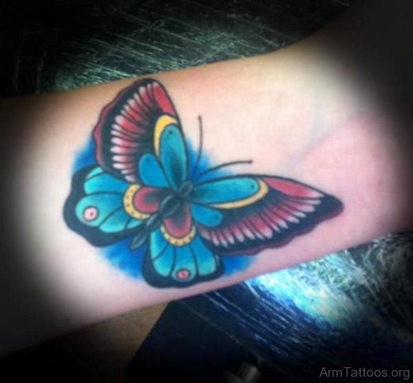 Large Butterfly Tattoo For Fore Arm