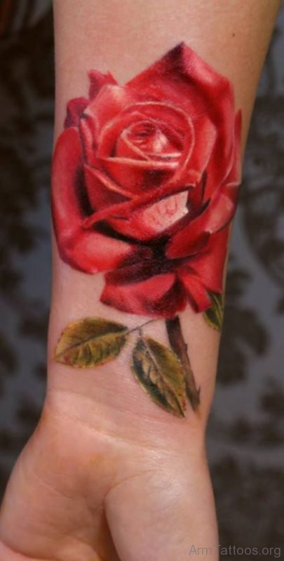 Large Wrist Tattoo On Rose 