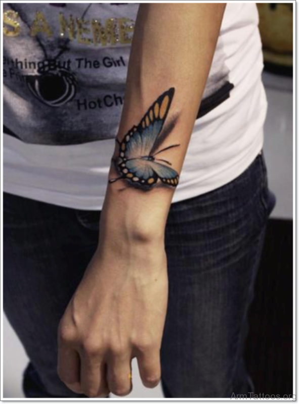 Latest Traditional Butterfly Tattoo For Arm
