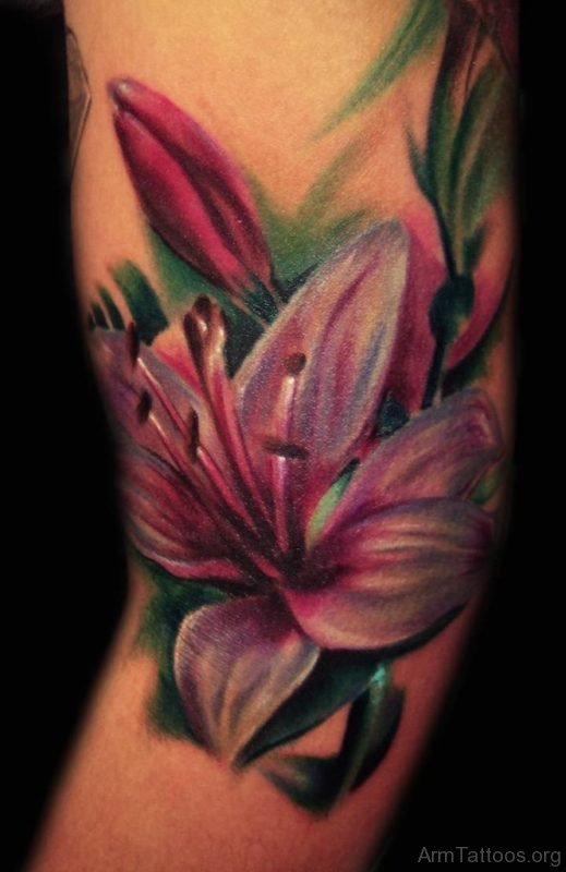 Lily Flower Tattoo Designs On Arm