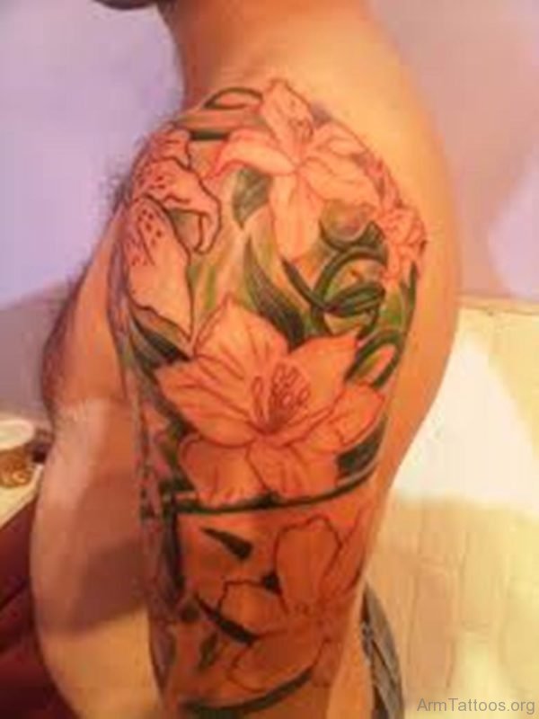 Lily Orchid Full Arm Tattoo