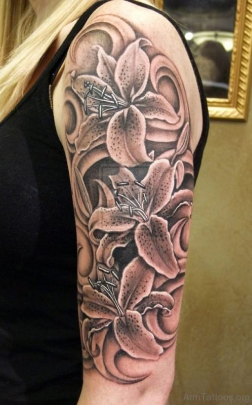 Lily Tattoo Design On Half Sleeve