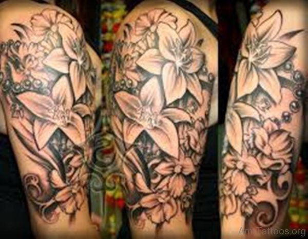 Lily Tattoo On Half Sleeve