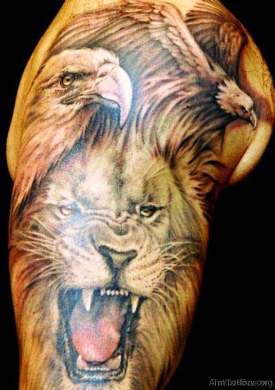 Lion And Eagle Tattoo
