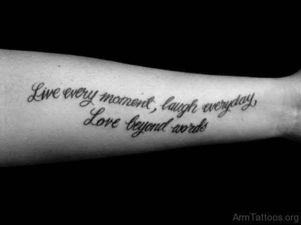 Live Laugh Love Wording Tattoo On Arm 