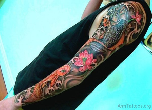 Lotus And Fish Tattoo