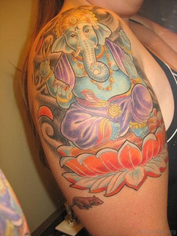 Lotus And Ganesha Tattoo