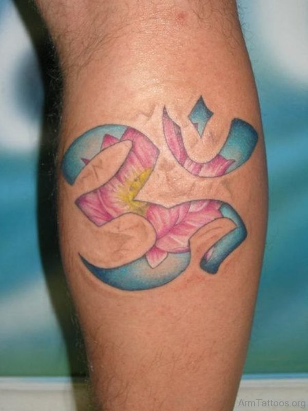 Lotus And Om Tattoo