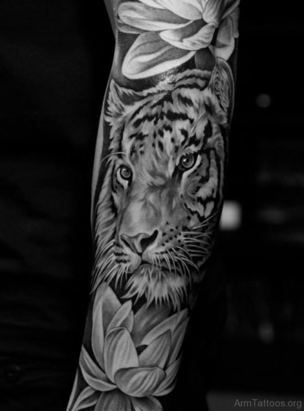 Lotus And Tiger Tattoo