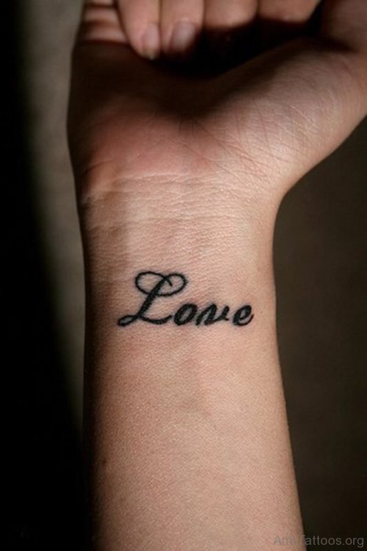 Love Word Tattoo For Wrist