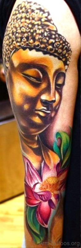 Lovely Buddha Tattoo Design On Arm 