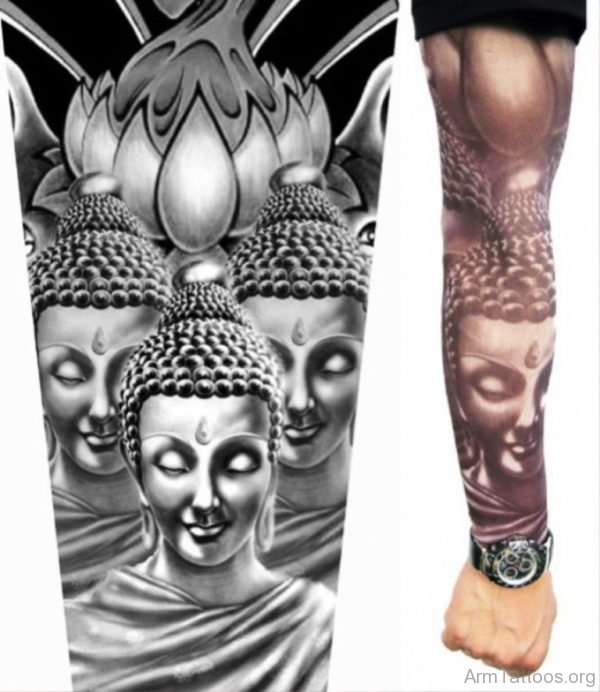 Lovely Buddha Tattoo Full Sleeve 