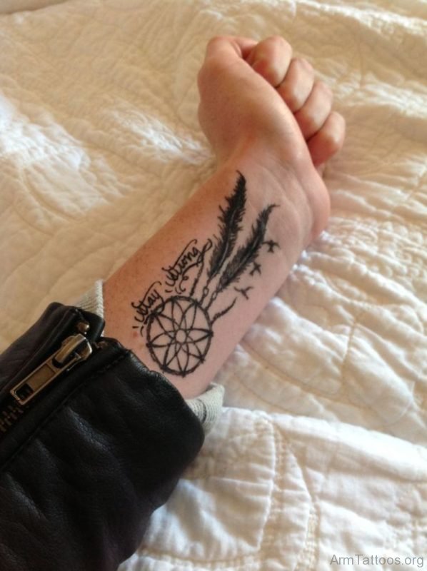 Lovely Dreamcatcher Tattoo On Wrist