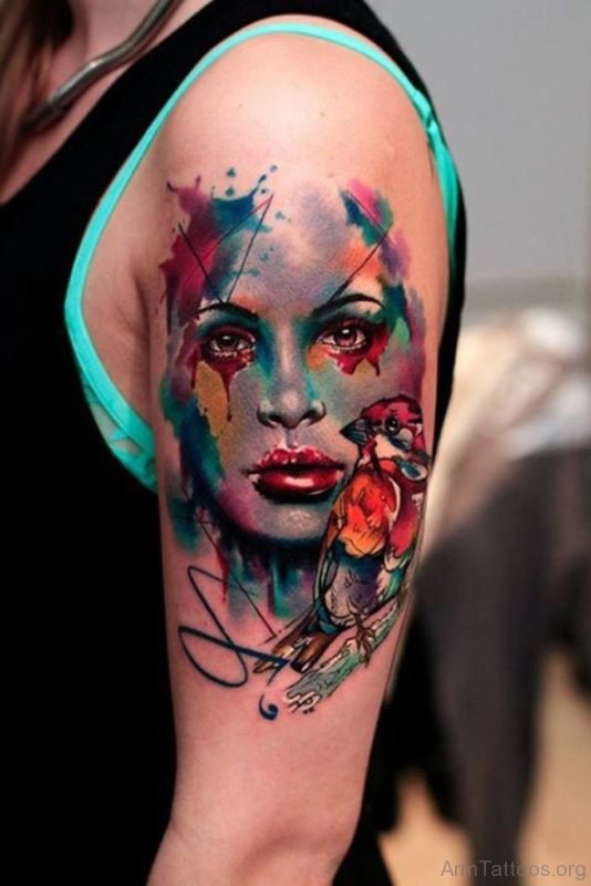 Lovely Mask Tattoo For Arm 