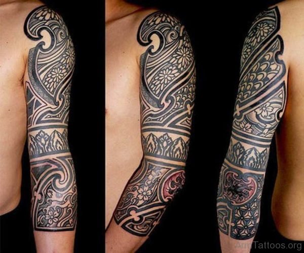 Lovely Tribal Tattoo On Full Sleeve