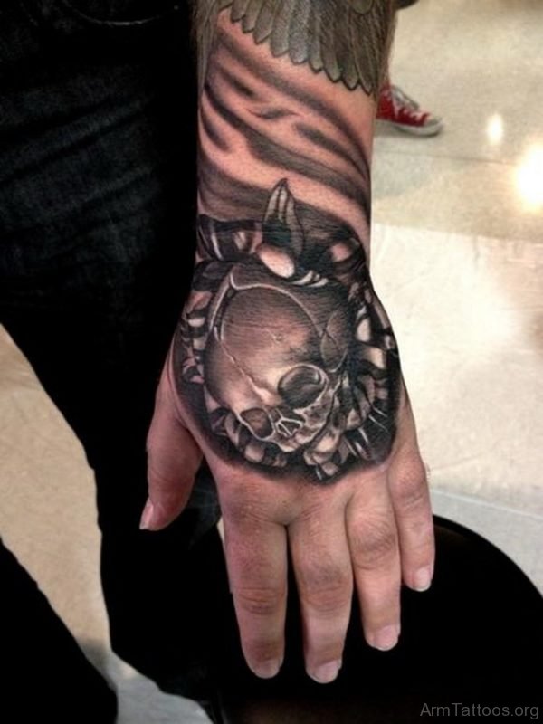 Magnificent Skull Tattoo On Hand