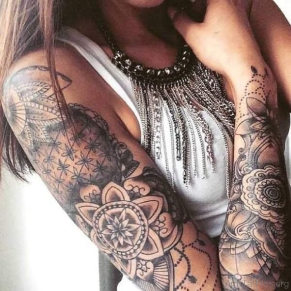 Mandala Tattoo On Girl Arm