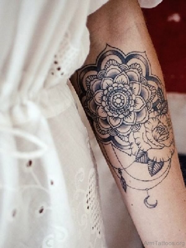 Mandala With Rose Tattoo Design