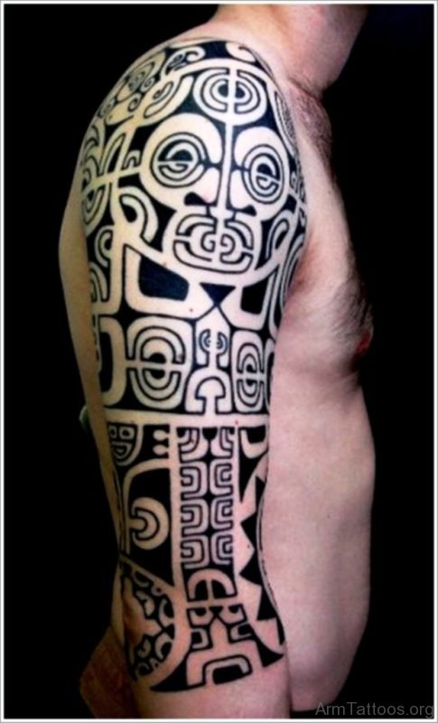 Maori Tattoo Design On Half Sleeve 